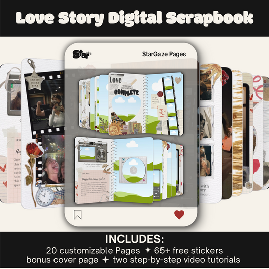 Digital Scrapbook Template: Celebrate Your Love