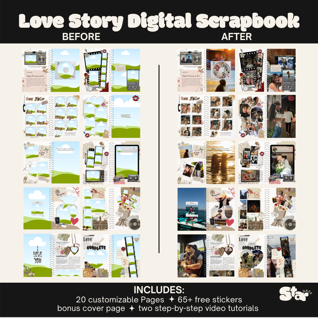 Digital Scrapbook Template: Celebrate Your Love